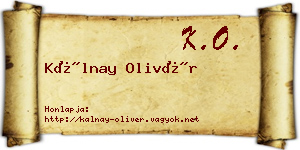 Kálnay Olivér névjegykártya